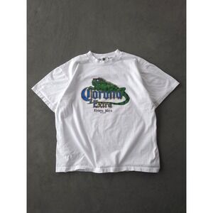 Vintage 1990s Riviera Maya Mexico Corona Extra Beer Cerveza White T-shirt L